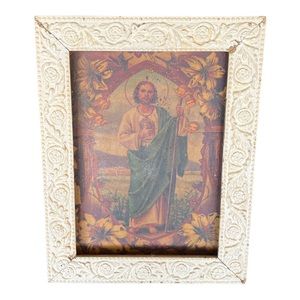 Antique St. Jude Of Thaddeus Linen Canvas Framed Art- Breathtaking